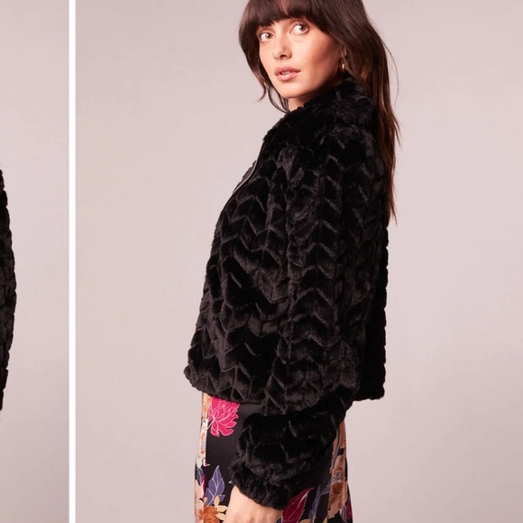 Band of the free Val collard black stunning fir coat jacket Small - Picture 3 of 11